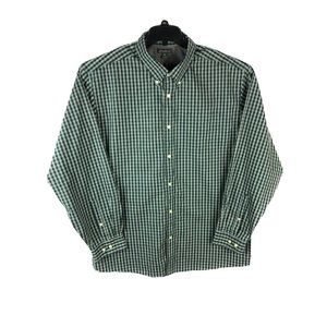 Eddie Bauer Men's 2XL Long Sleeve Button Up Green Check Cotton Casual Shirt A23